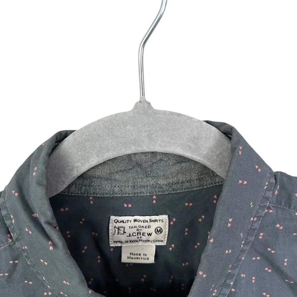 J. Crew Mens Shirt Button Down Long Sleeve Pen Pocket Gray Red Print Size M*
